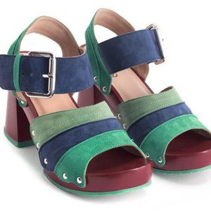 John Fluevog Summer of Love Dashuri Platform Suede Clog Sandal 8.5